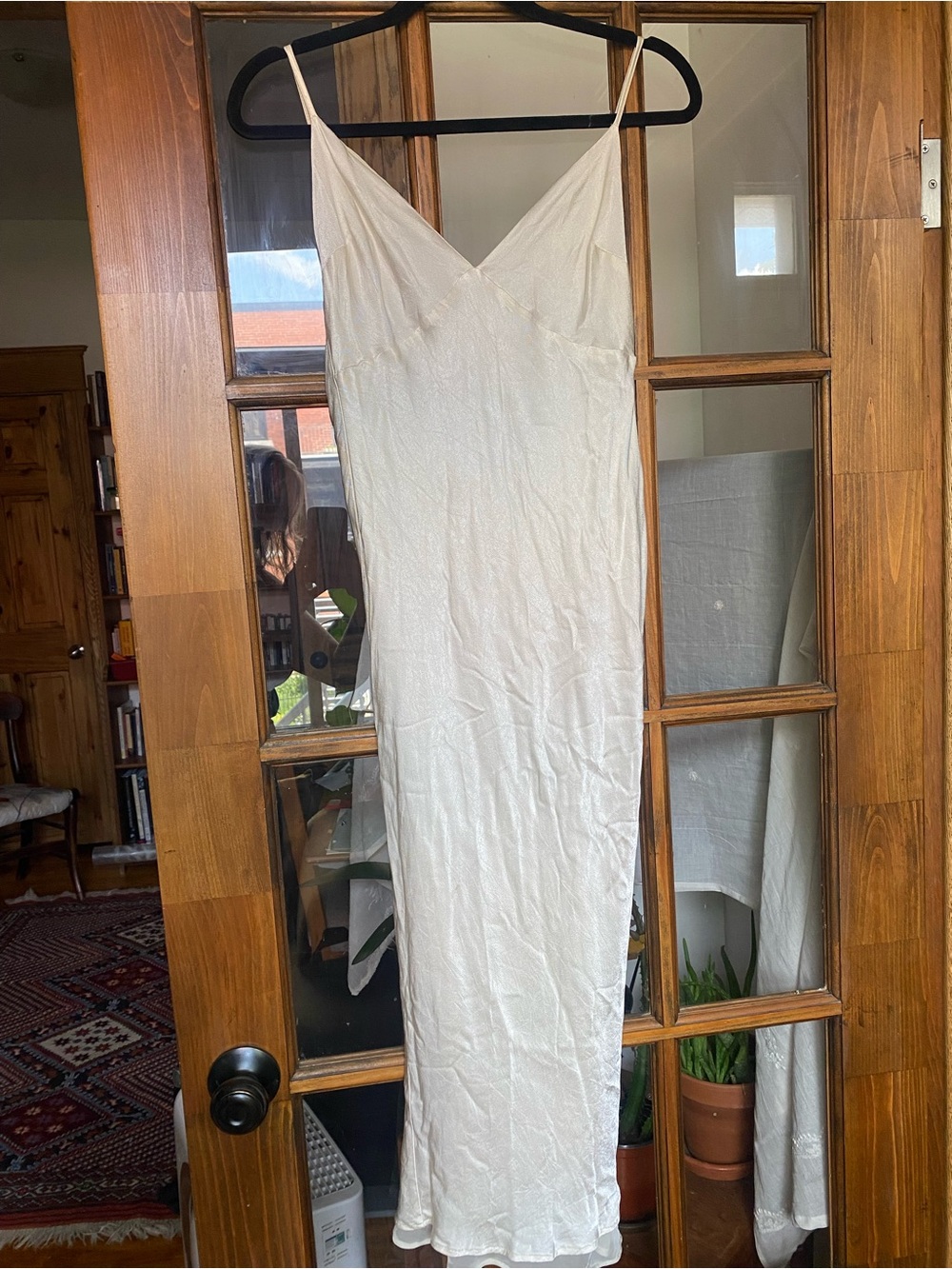 Meshki Cream Satin Slip Maxi Dress